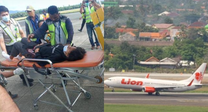 Evakuasi penumpang melahirkan di pesawat Lion Air. (Foto:istimewa)