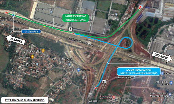 Infografis pengalihan lalu lintas jalan tol dari arah Jakarta keluar Cibitung. (Foto:dok.Jasa Marga)