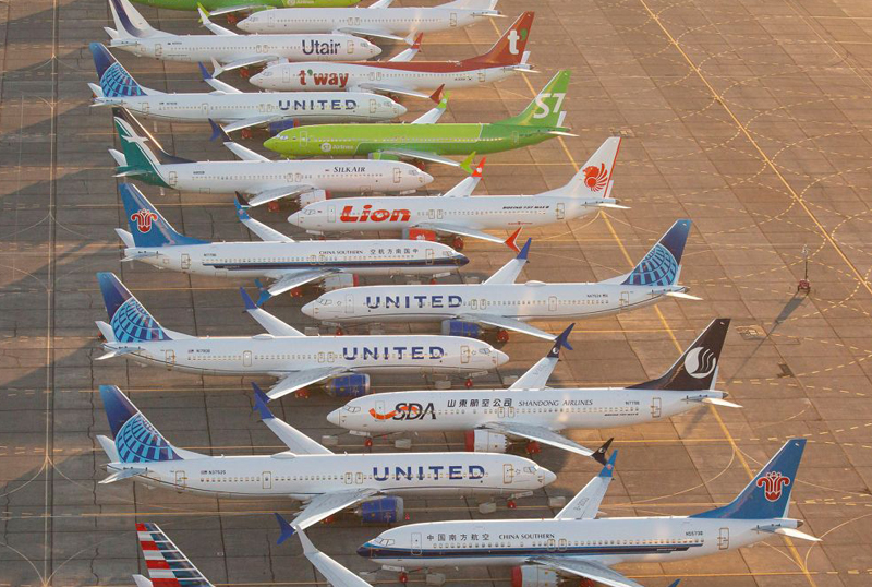 Pesawat Boeing 737 Max diparkir.