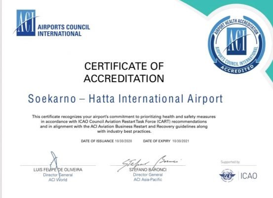 Certificate Of Accreditation Bandara Soekarno Hatta yang di keluarkan ICAO (Foto/Beritatrans.com)