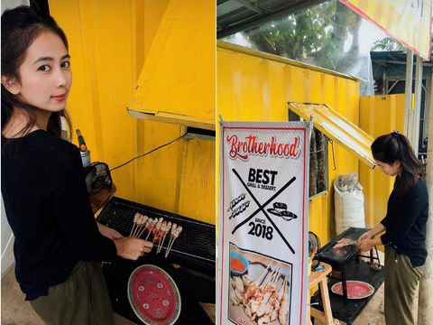 Kisah pramugari yang kini bisnis sate taichan dan tahu crispy. Foto: Screenshot TikTok @marthaputri04