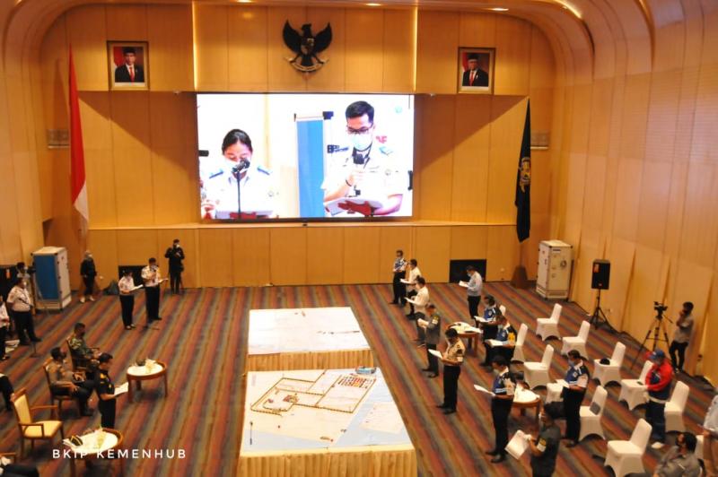 Simulasi dilaksanakan di Ruang Mataram Kantor Kemenhub (BKIP)