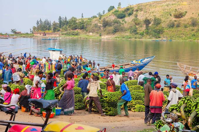 Di sejumlah lokasi Danau Kivu, terdapat pasar dengan produk pertanian dan perikanan sebagai komoditas