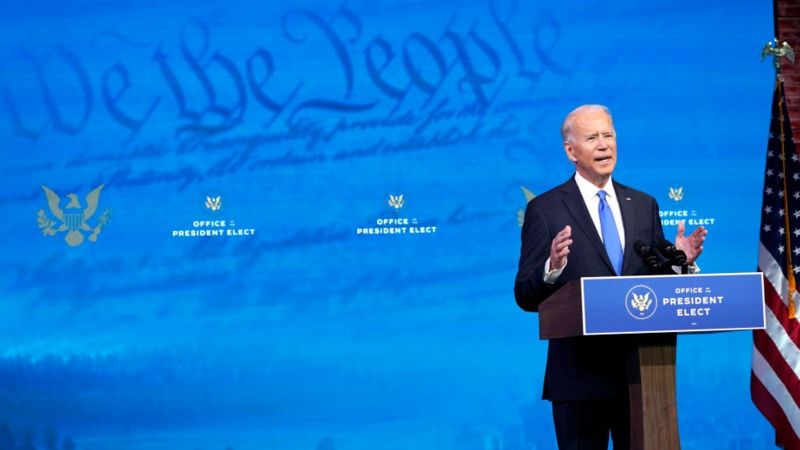 Presiden-terpilih Joe Biden berpidato tak lama setelah kemenangannya dikukuhkan. (Foto:Getty Images)