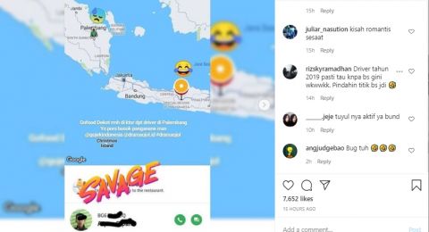 Tangkapan layar pesanan pelanggan di Jawa yang dapat pengemudi dari Palembang. - (Instagram/@dramaojol.id)