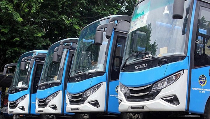 Lima unit BRT Trans Cirebon yang siap dioperasikan. (Ist.)