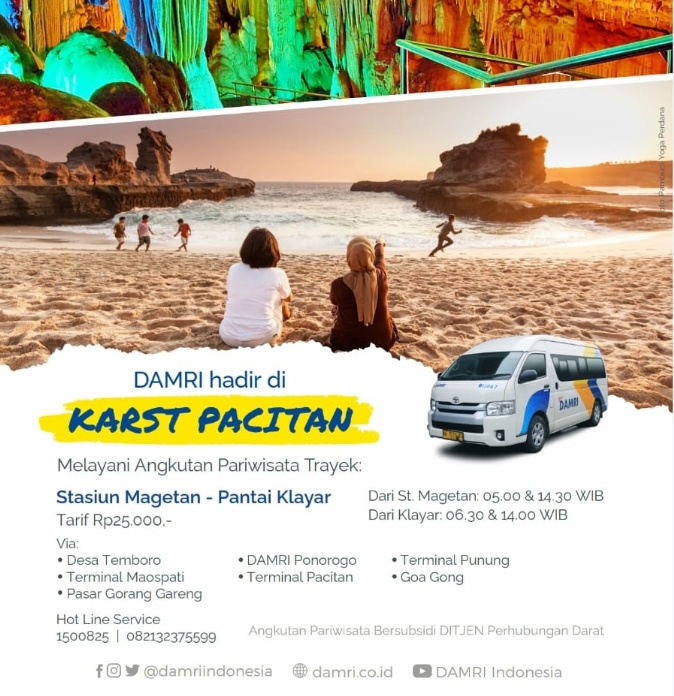 Layanan DAMRI Stasiun Magetan-Pantai Kiayar