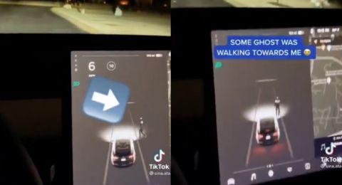 Radar mobil Tesla deteksi objek tak kasatmata. Foto: TikTok/@Sina.ata