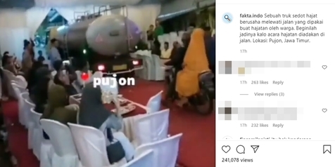 Truk sedot WC terobos tenda hajatan (Instagram/@fakta.indo)