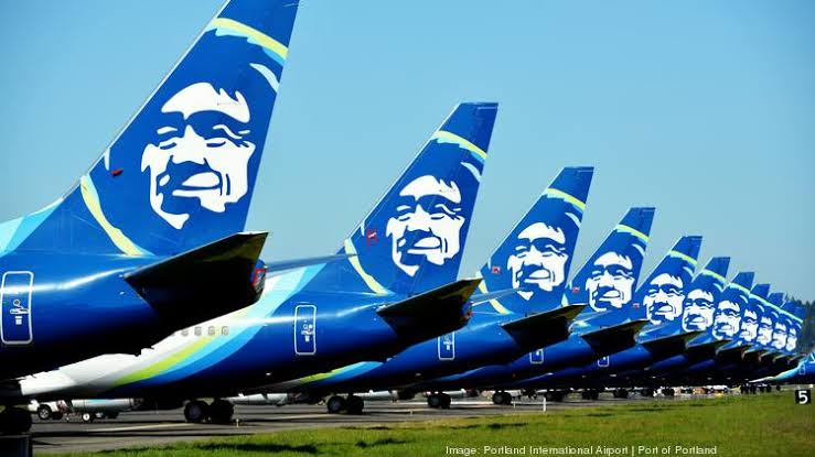 Deretan pesawat Alaska Airlines