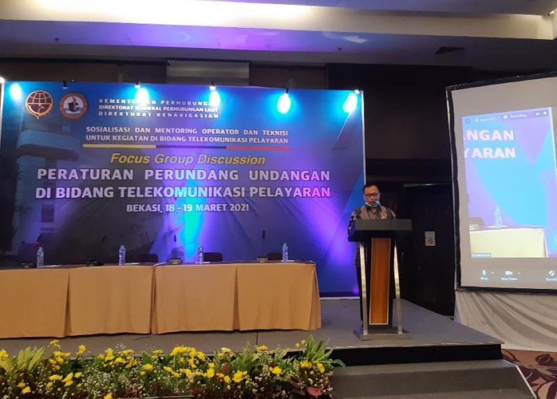 Laporan kegiatan oleh Kasubid Direktorat Telekomunikasi Pelayaran Direktorat Kenavigasian, Dian Nurdiana.