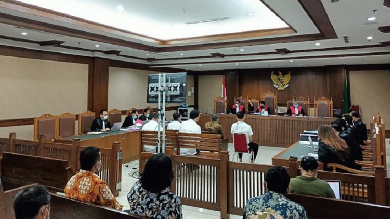 Sidang perkara korupsi pengadaan bantuan sosial (bansos) dampak pandemi Covid-19 di Pengadilan Tipikor, Jakarta, Senin (29/3/2021). (Foto: Arie Dwi Satrio).