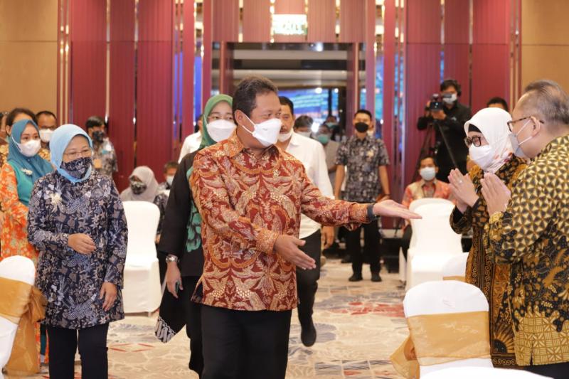 Menteri KKP Sakti Wahyu Trenggono saat Rapat Kerja Teknis (Rakernis) Direktorat Jenderal Penguatan Daya Saing Produk Kelautan dan Perikanan (Ditjen PDSPKP) KKP di Jakarta, Rabu (7/4/2021).