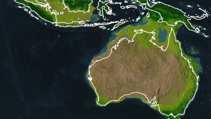 Sekitar 60 ribu tahun silam, Australia masih tersambung dengan Papua dan Tasmania dalam wilayah daratan yang dikenal sebagai Benua Sahul.(Supplied)