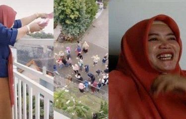 Mutoharoh, wanita yang viral bagi-bagi Rp 100 juta dari balkon rumah (TikTok @ayangyasmin)