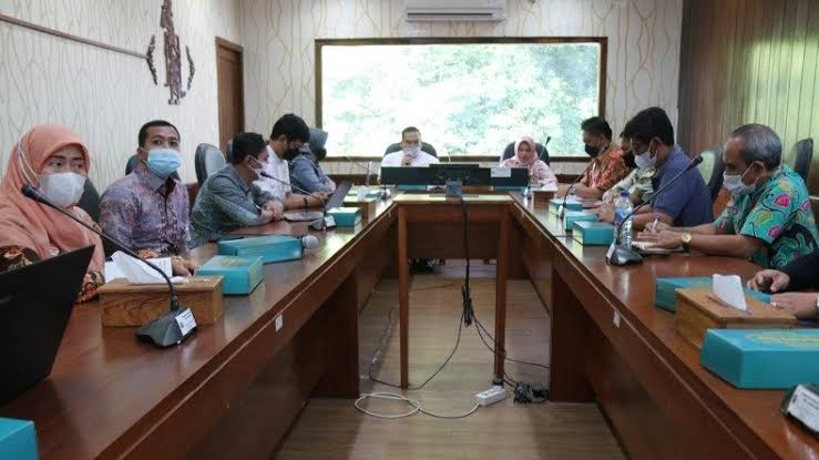 Rapat koordinasi pembahasan kerjasama penerbangan antara Pemkab Blora dengan Maskapai Citilink, Jumat (21/5/2021). Foto: Inews.id.