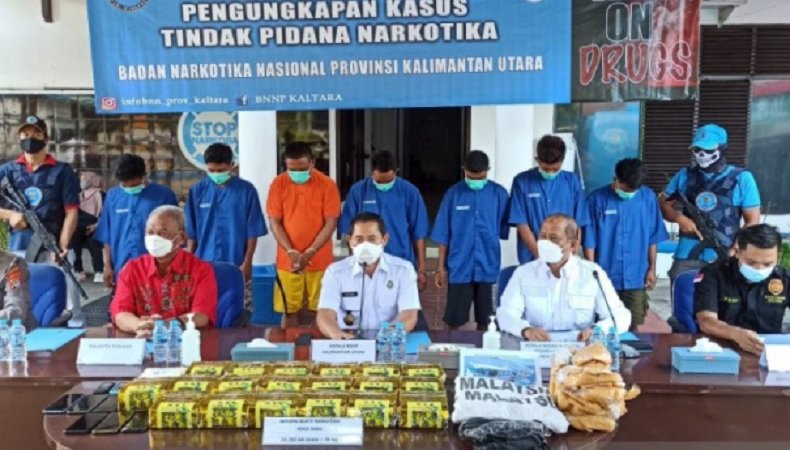 BNNP Kaltara mengungkap penyelundupan 20 kilogram narkotika jenis sabu. (Foto: Antara)