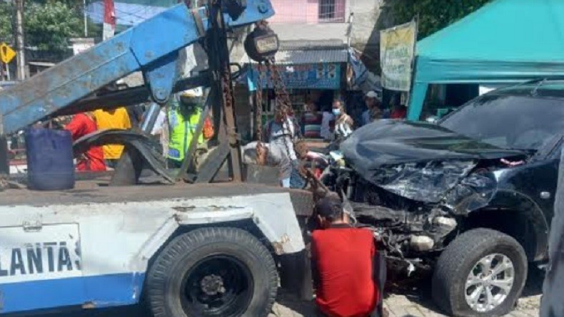 Kecelakaan terjadi di pelintasan kereta Rawa Buaya, Cengkareng, Jakarta Barat, Selasa (15/6/2021). (Foto: Istimewa).