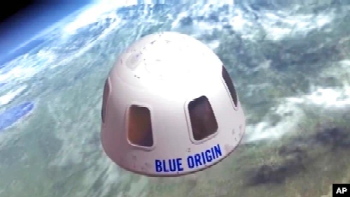 Wahana antariksa Blue Origin yang akan digunakan untuk menerbangkan turis ke antariksa.