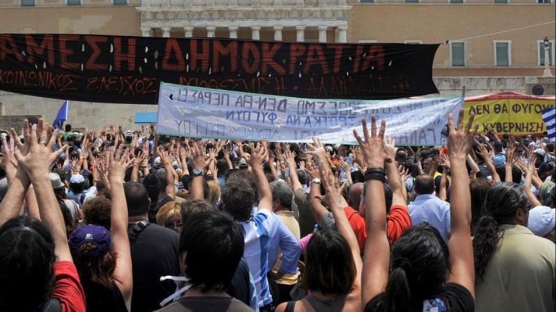 Ilustrasi unjuk rasa di Yunani. (Wikimedia Commons/Ggia)