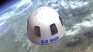 Foto: Ilustrasi kapsul Blue Origin yang akan digunakan untuk membawa wisatawan ke luar angkasa. (Blue Origin via AP)