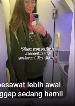 Ogah Bayar Bagasi Pesawat, Wanita Ini Pura-Pura Hamil. Instagram/@viralbener
