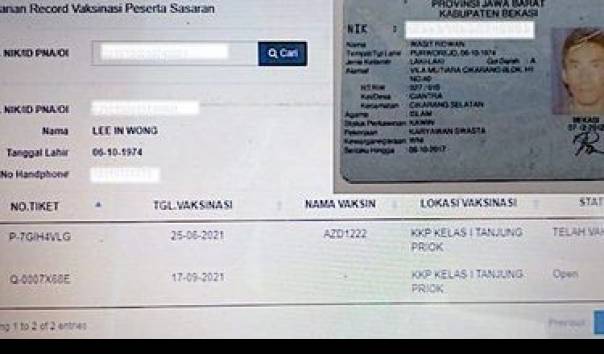 Warga Kabupaten Bekasi, Jawa Barat gagal mengikuti vaksinasi karena nomor induk kependudukan atau NIK KTP Elektronik dipakai orang lain. (Foto:Sumber/wartakota.com) 