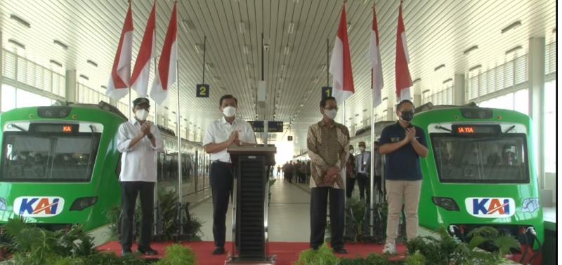 Soft launching oengoperasian KA YIA-Stasiun Tugu pada Jumat (27/8/2021).