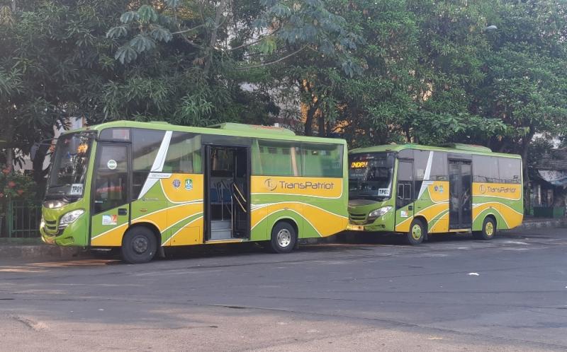 Bus TransPatriot di Terminal Bekasi, Rabu (1/9/2021).