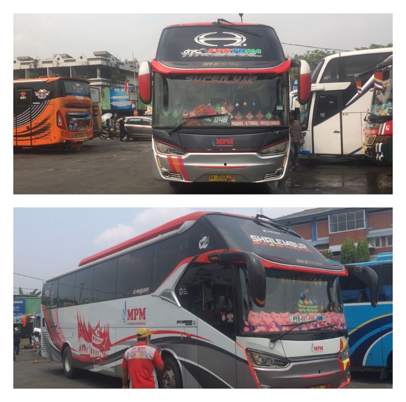 Bus MPM `Fortuna` dan `Shalembur` saat berada di Terminal Bekasi, Kamis (2/9/2021). Foto: BeritaTrans.com.