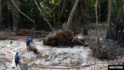 Penambang emas ilegal di kawasan pelestarian lingkungan di hutan hujan Amazon, Itaituba, negara bagian Para, Brazil 3 September 2021. Foto: voaindonesia.com.
