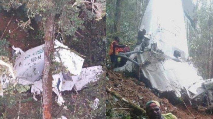 Pesawat Rimbun Air yang jatuh di Intan Jaya, Papua. Foto: ist.