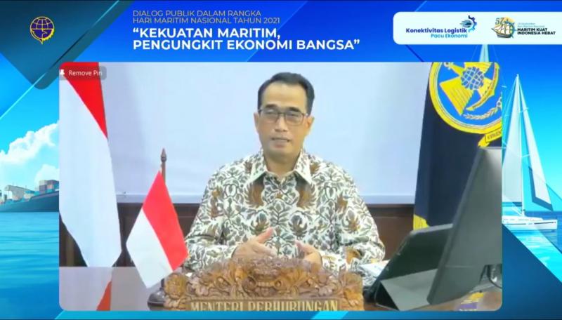 Menhub Budi, pada Dialog publik dalam rangka Hari Maritim Nasional 2021 dengan tema 