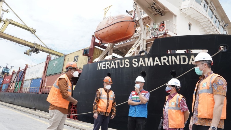 Prosesi layanan perdana MV Meratus Samarinda untuk ekspor impor dari TPK Belawan