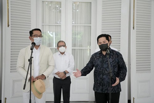 Gubernur Jawa Barat, Ridwan Kamil dan Menteri BUMN,  Erick Thohir. (Ist.)