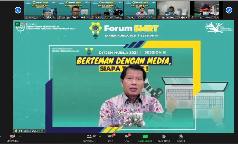 Hengki Angkasawan saat membuka kegiatan SMRT Ditjen Hubla secara virtual