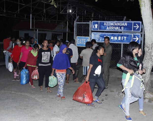 TKI yang dideportasi dari Mayalsia sebelumnya. Foto: Antara
