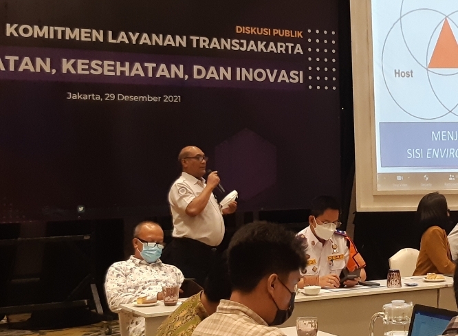 Ketua KNKT Soerjanto Thahjono dalam diskusi publik yang diselenggarakan Instran di Jakarta, Rabu (29/12/2021).