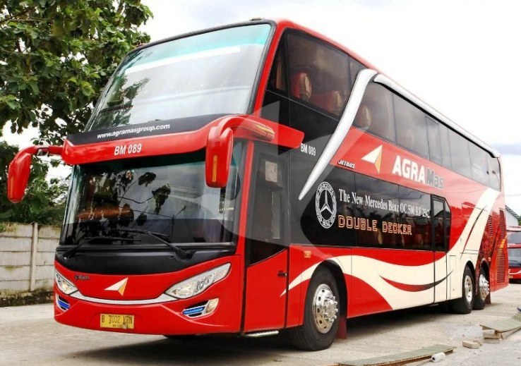 Salah satu armada bus  bertingkat Agra Mas siap mengantarkan penumpang Jakarta-Yogyakarta. (Ist.)