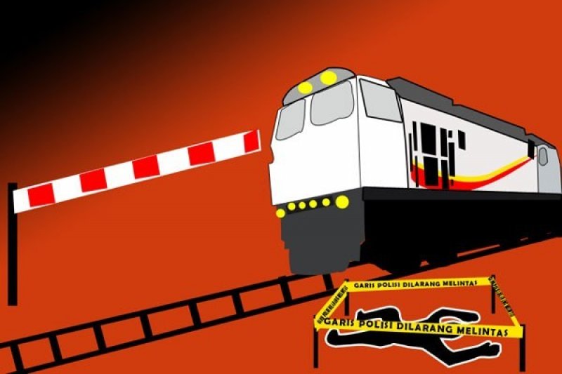 Ilustrasi kecelakaan lalu-lintas penyeberang rel tertemper kereta api. (Foto:Antaranews.com)