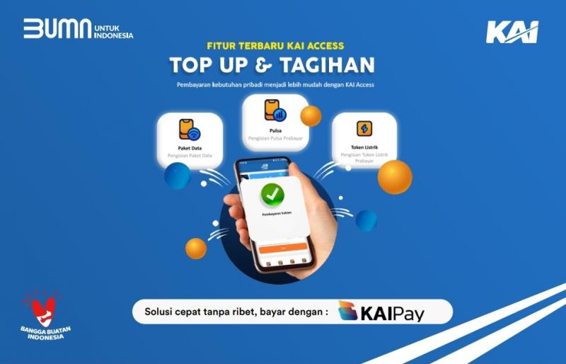KAI menambah fitur pada aplikasi KAI Access yang berguna bagi pelanggan yaitu Top Up dan Tagihan.