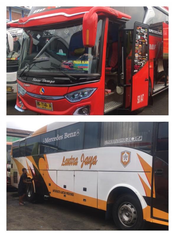 Bus Sinar Dempo dan Lantra Jaya di Terminal Bekasi, Selasa (25/1/2022). Foto: BeritaTrans.com.