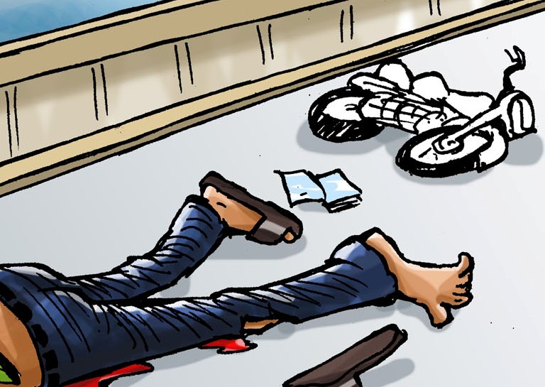 Ilustrasi seorang pengendara sepeda motor mengalami kecelakaan lalu-lintas. (Ist.)