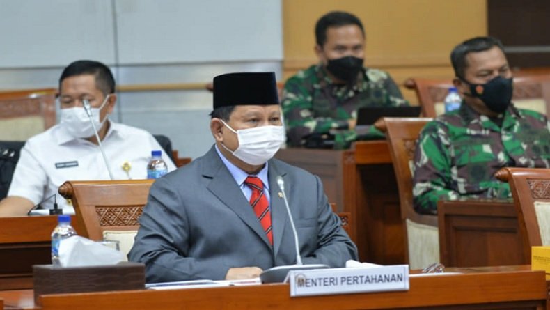 Menteri Pertahanan Prabowo Subianto di Gedung DPR. 