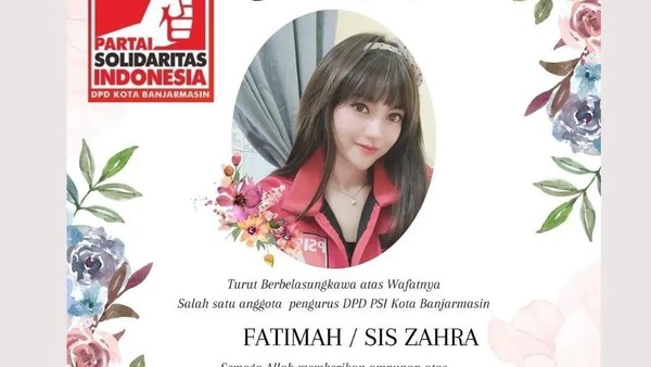 Fatimah atau Sis Zahra, kader PSI yang tewas di samping AKP Novandi (Dok. Instagram PSI)