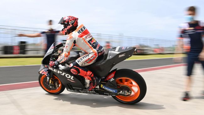 Marc Marquez saat  menjalani tes MotoGP Mandalika. (Foto:ANTARA)