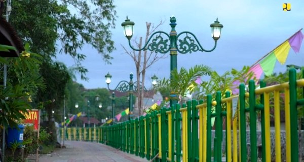 Salah satu sudut penataan kawasan tepi Sungai Gajah Wong, Yogyakarta. (Foto:Dok.Kementerian PUPR)