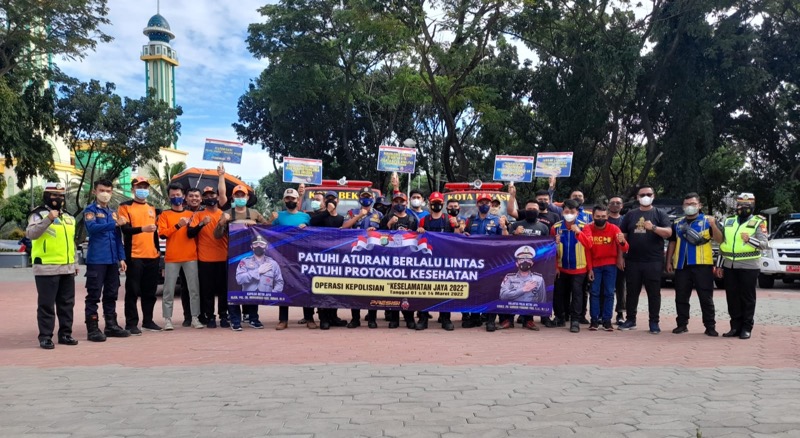 Unit Dikyasa Polrestro Bekasi Kota, sosialisasi Operasi Keselamatan Jaya 2022, Kamis (3/3/2022). Foto: istimewa.
