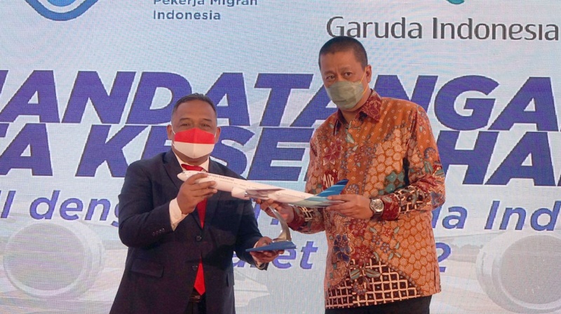 Teken kerja sama Garuda Indonesia dan BP2MI