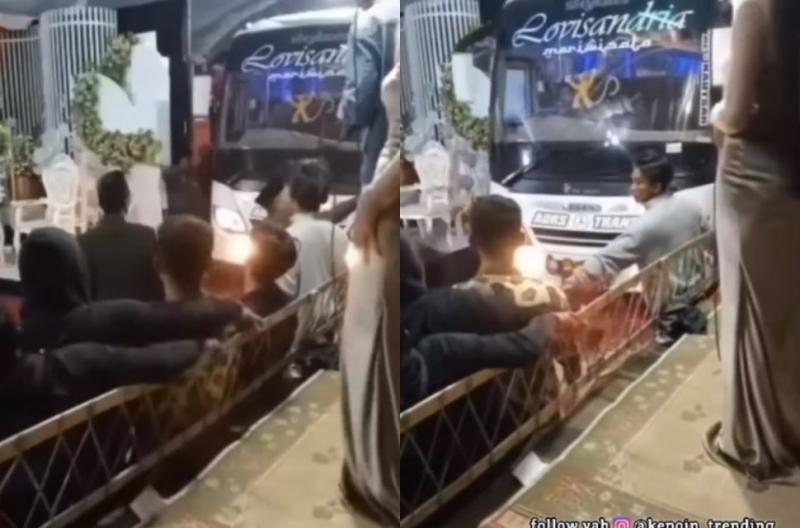 Bus terobos hajatan.  (instagram.com/kepoin_trending/)